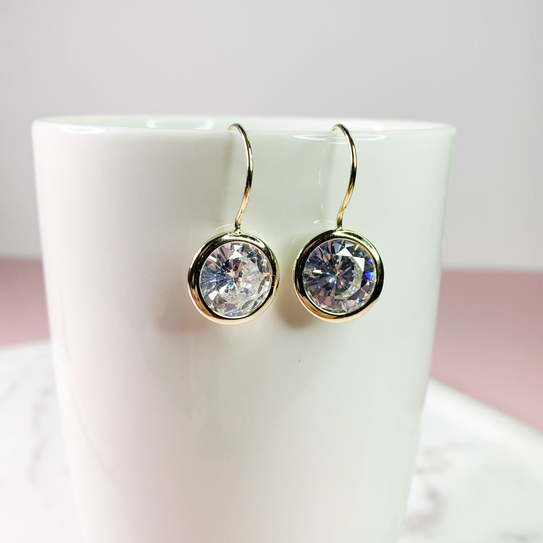Round Crystal Gold Earrings