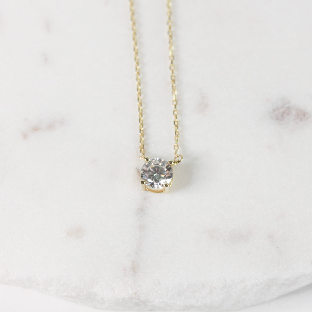 Round Crystal Gold Necklace