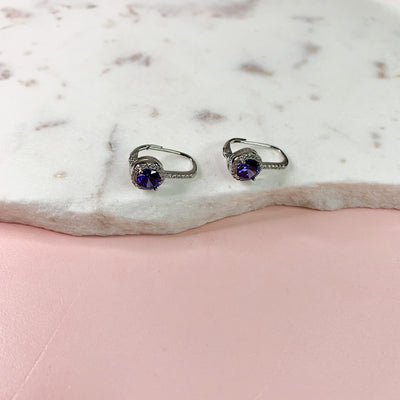 Sapphire Crystal Frame Leverback Earrings