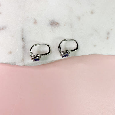 Sapphire Crystal Frame Leverback Earrings
