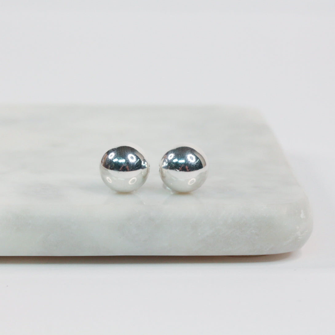 Silver Ball Stud Earrings - 10mm