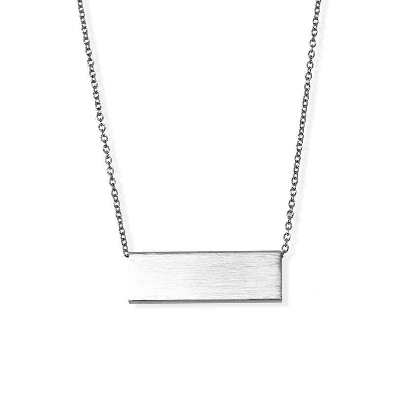 Silver Brushed Bar Necklace