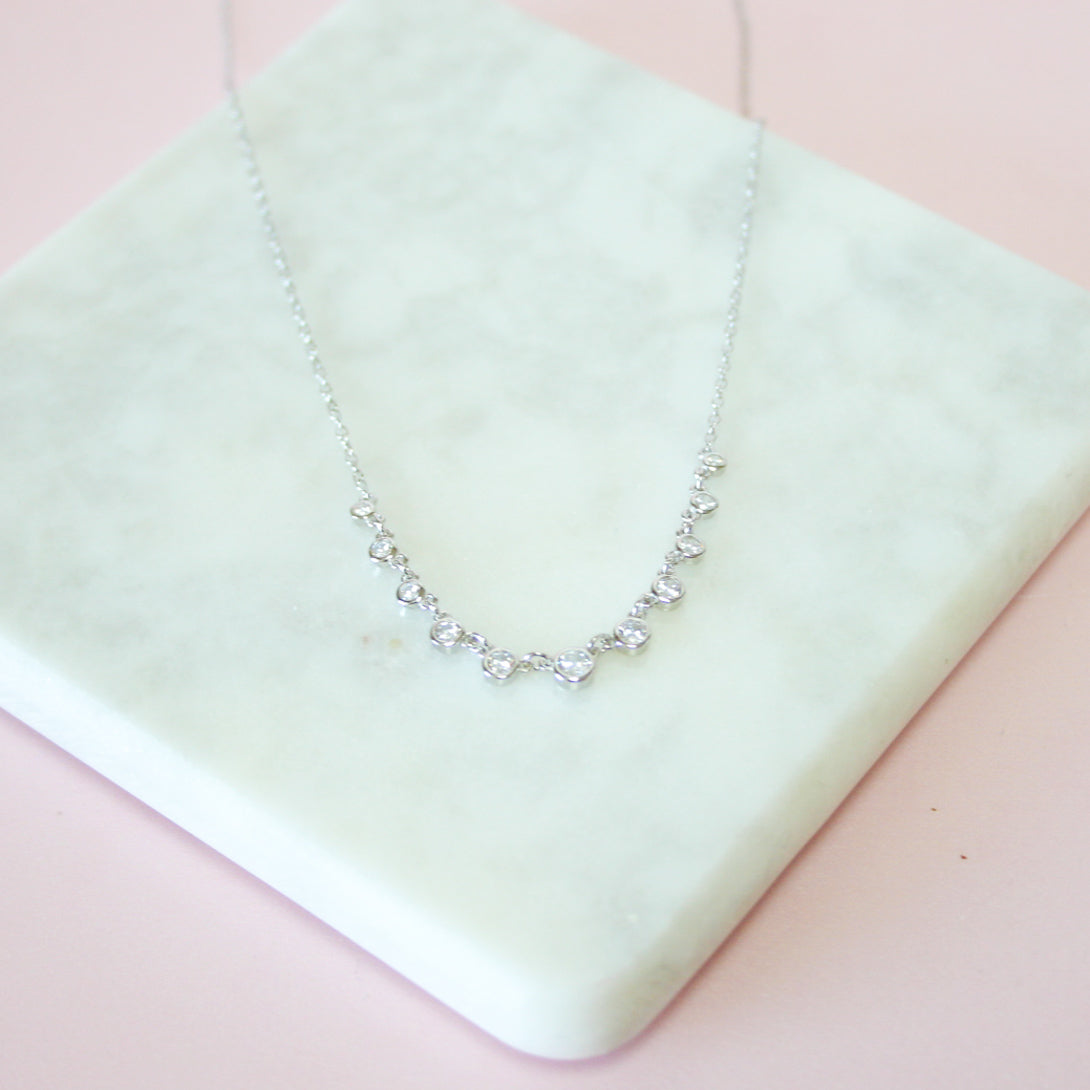Silver Round Multi-Crystal Necklace
