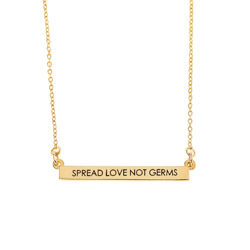 Spread Love Not Germs Bar Gold Necklace - Foxy Originals