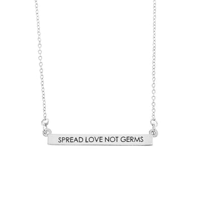 Spread Love Not Germs Bar Silver Necklace - Foxy Originals