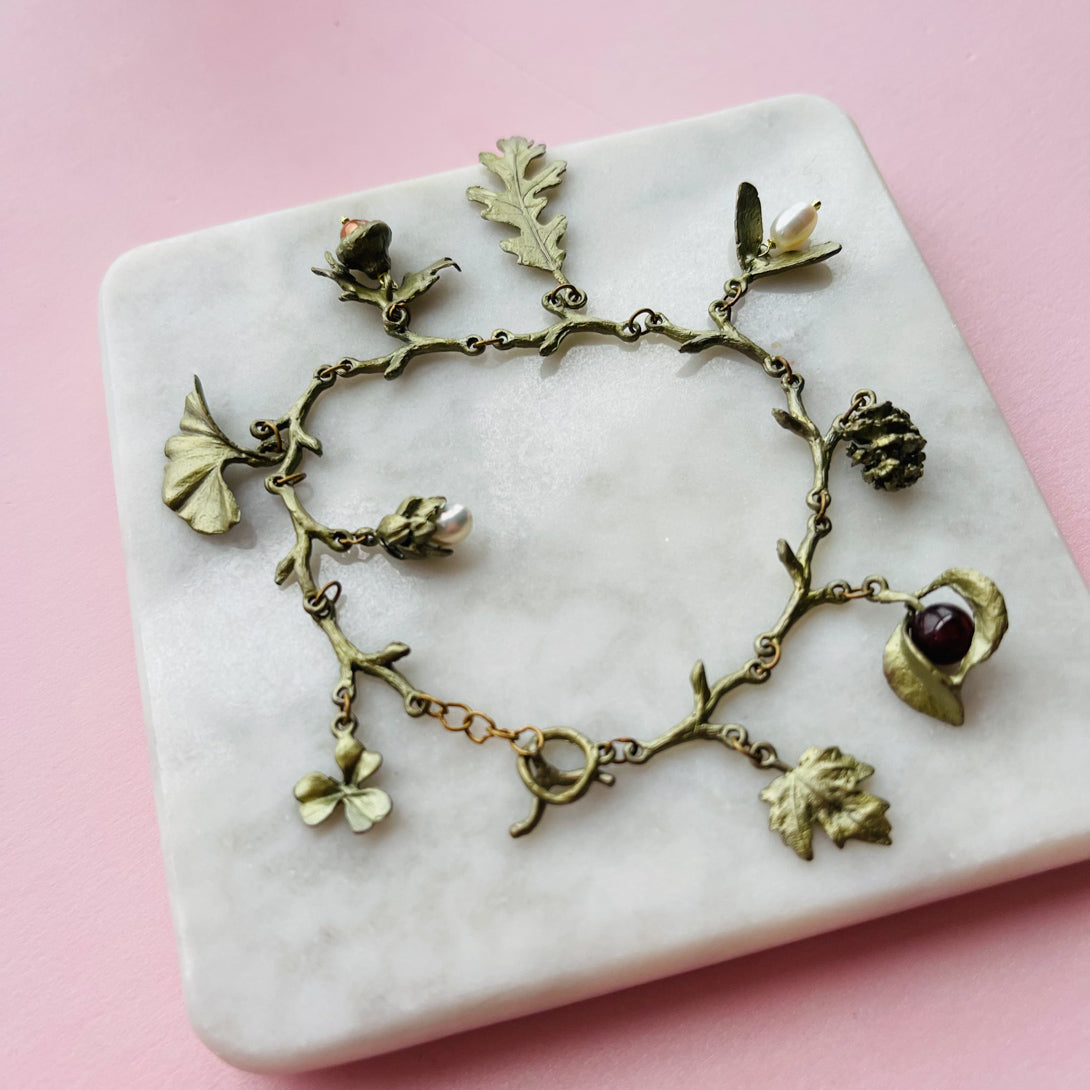 Tree Charm & Acorn Bracelet - Silver Seasons