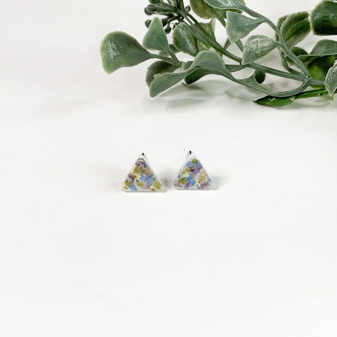 Wildflower Blend Triangle Stud Earrings - Velvet Snow Accessories