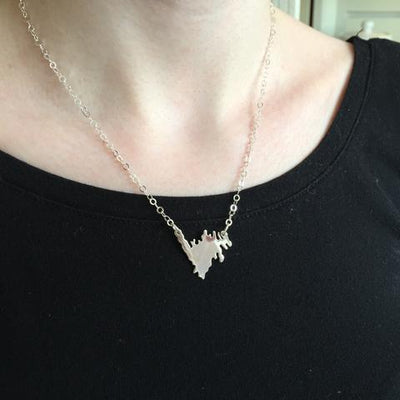 Silver Small Newfoundland Map Necklace