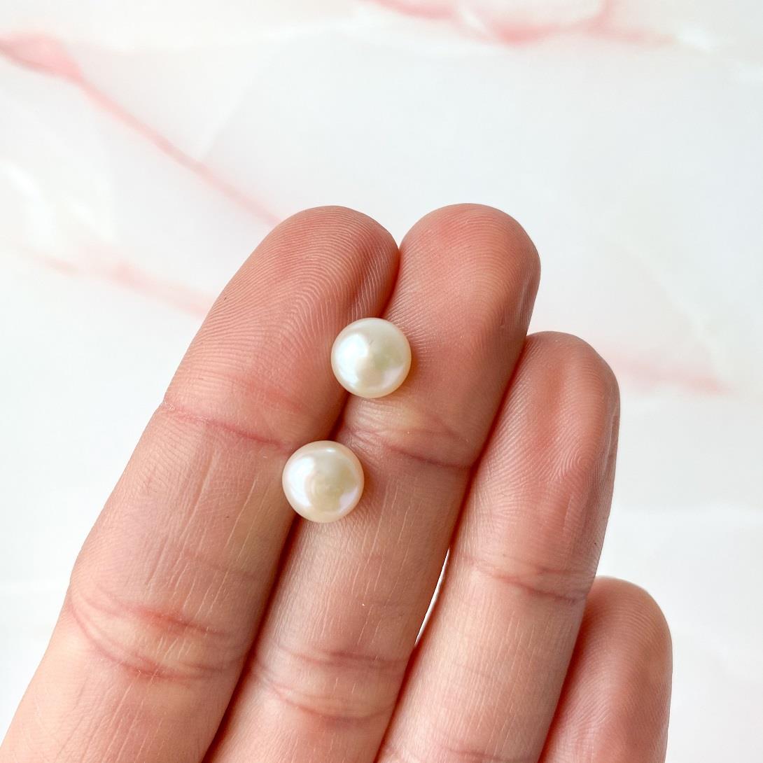 White Pearl Earrings - 8mm