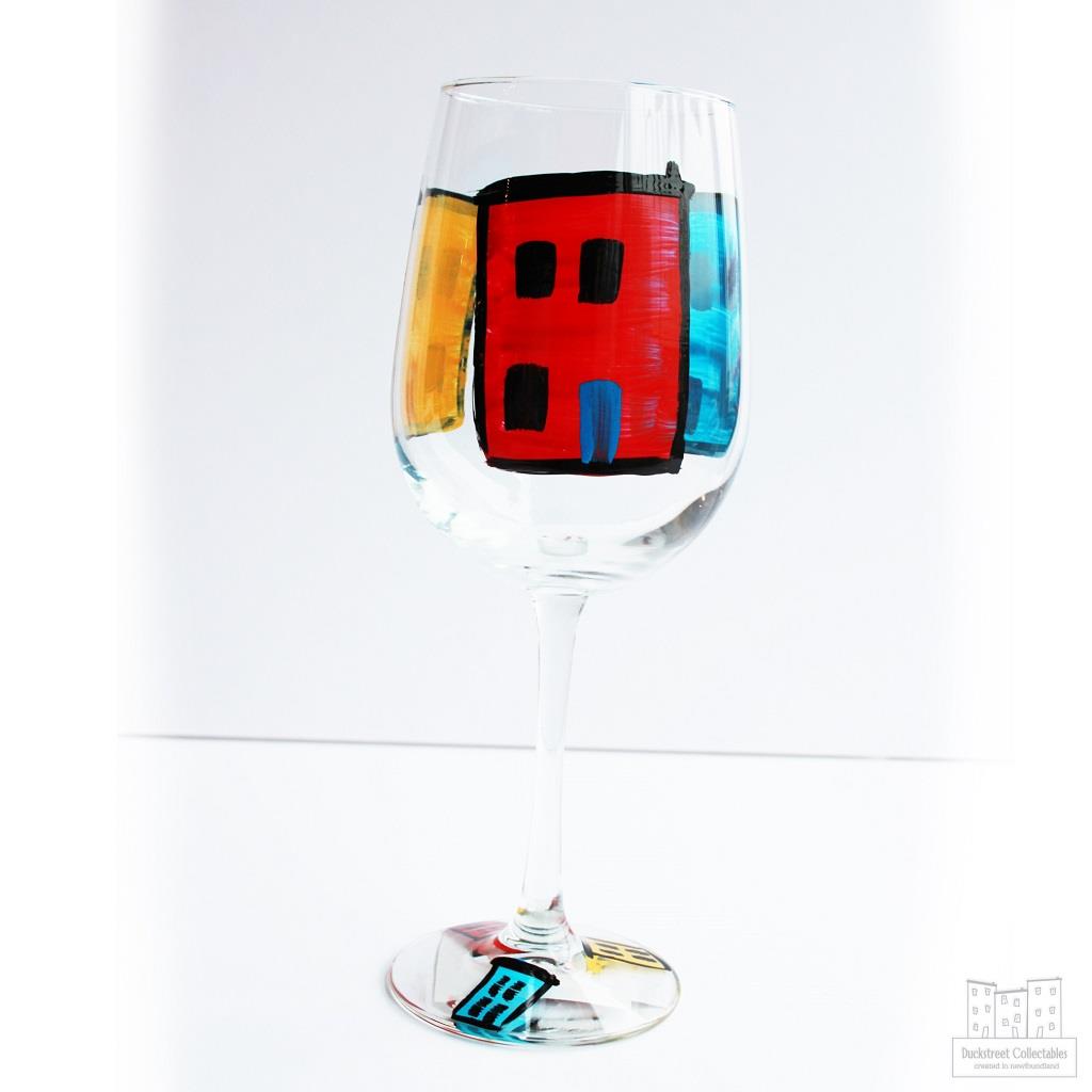 Row House Handpainted Wine Glasses