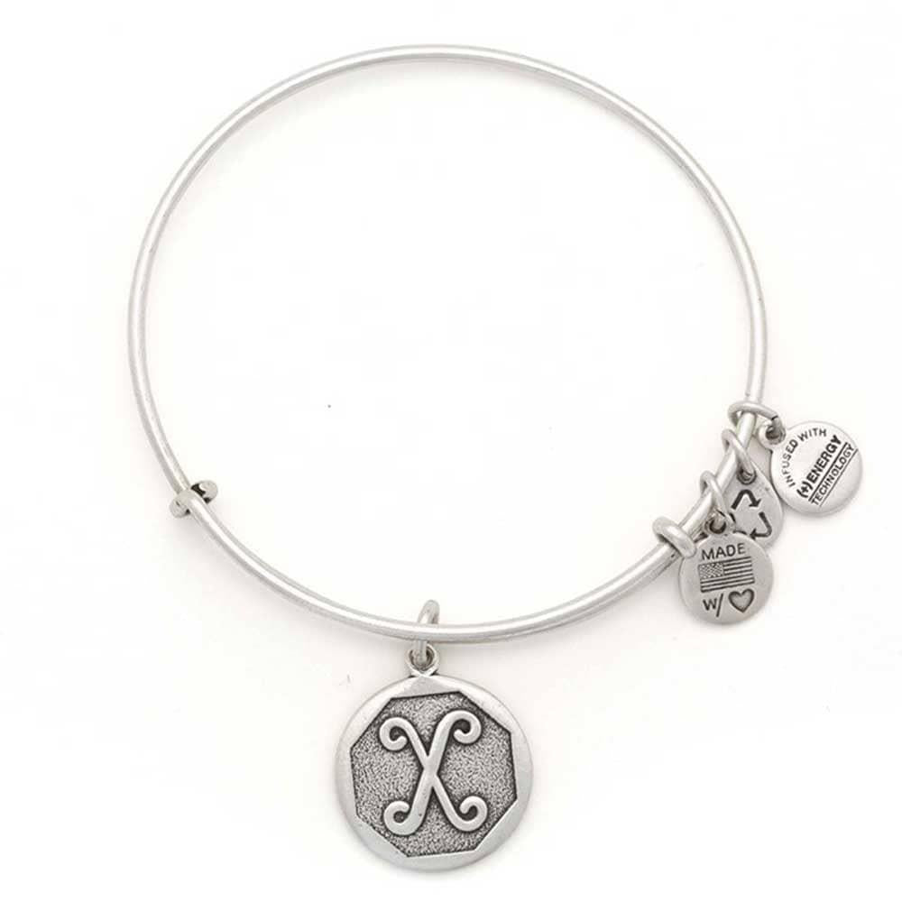 X Initial Silver Bangle