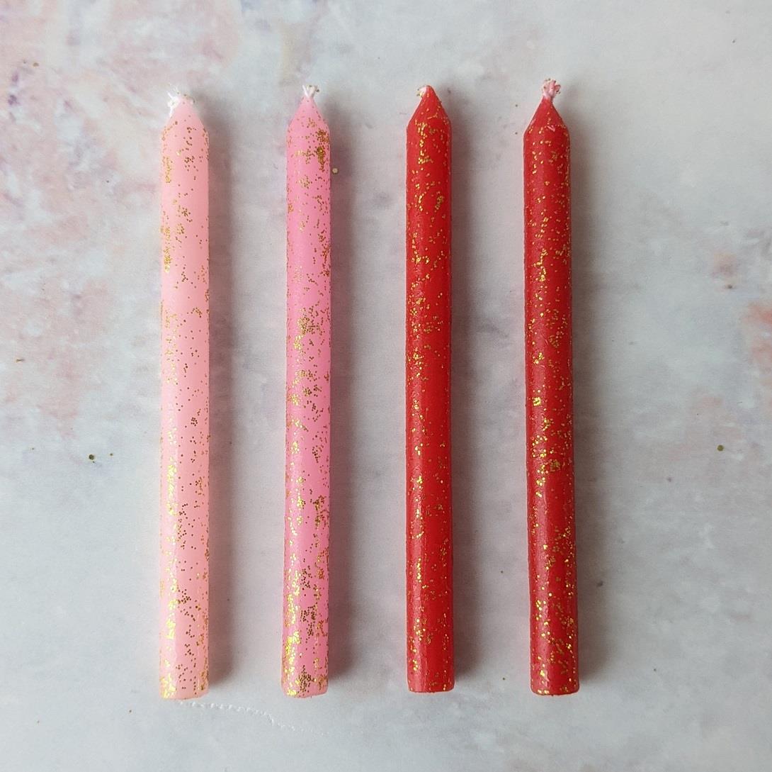 Pink and Red Sparkle Birthday Candles