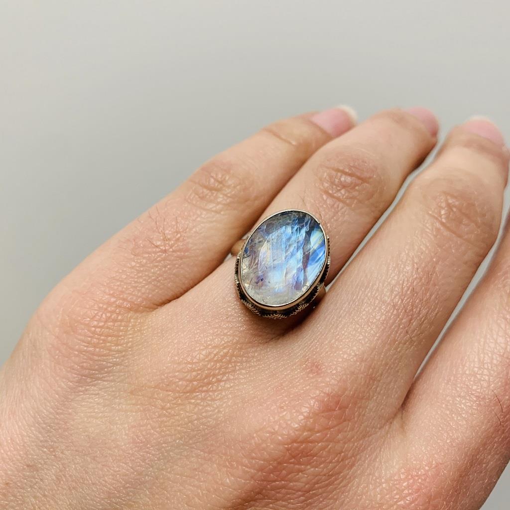 Faceted Moonstone Crown Ring